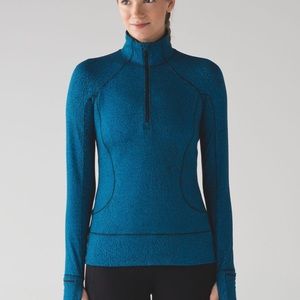 Lululemon Rush Hour 1/2 Zip Jacquard Shocking Blue Black -Sz 4 - Mint co…